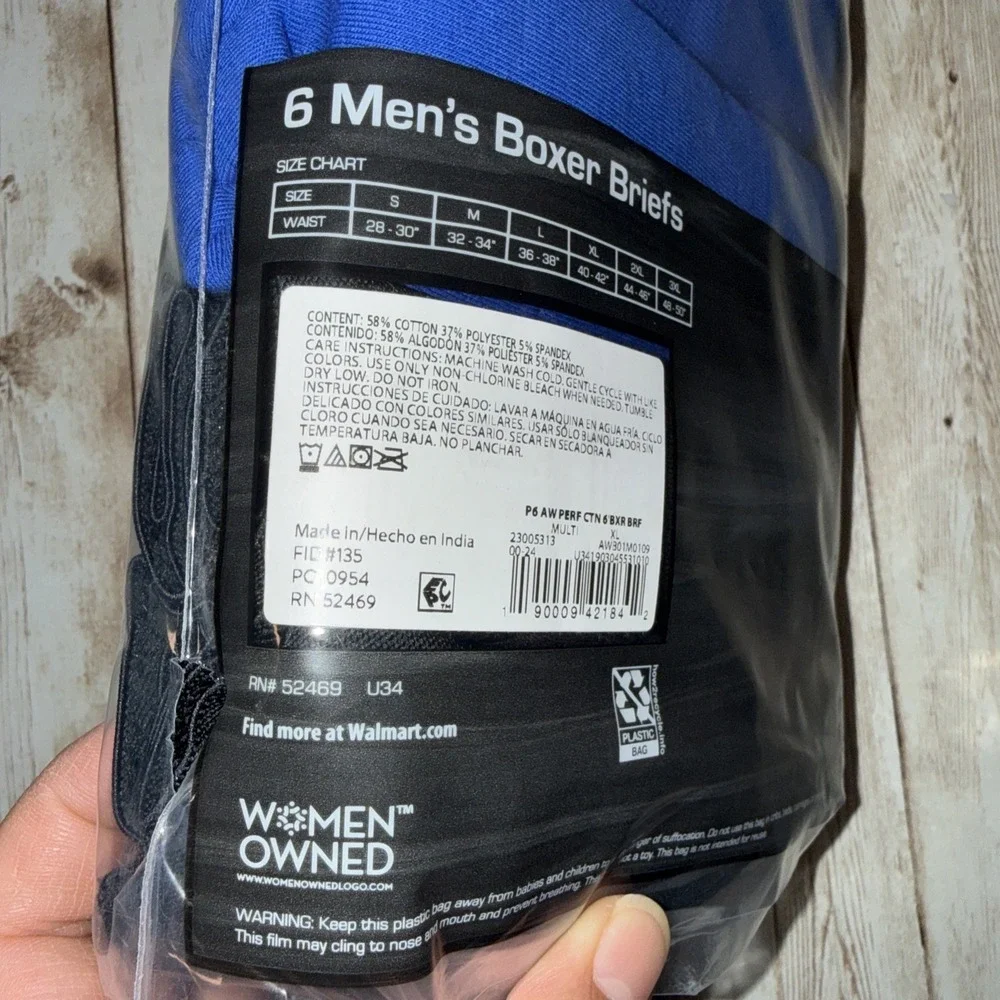 Athletic Works Men's Performance Cotton Boxer Briefs 6 Pack XL (40-42) 6